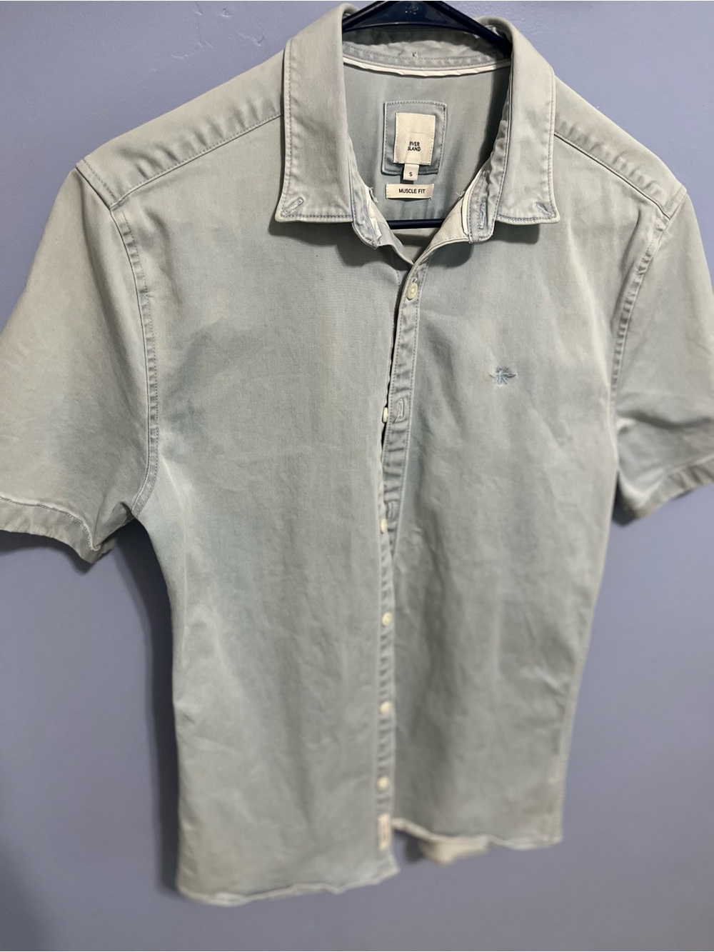 River Island Pale blue Short-Sleeve Button-Down Shirt